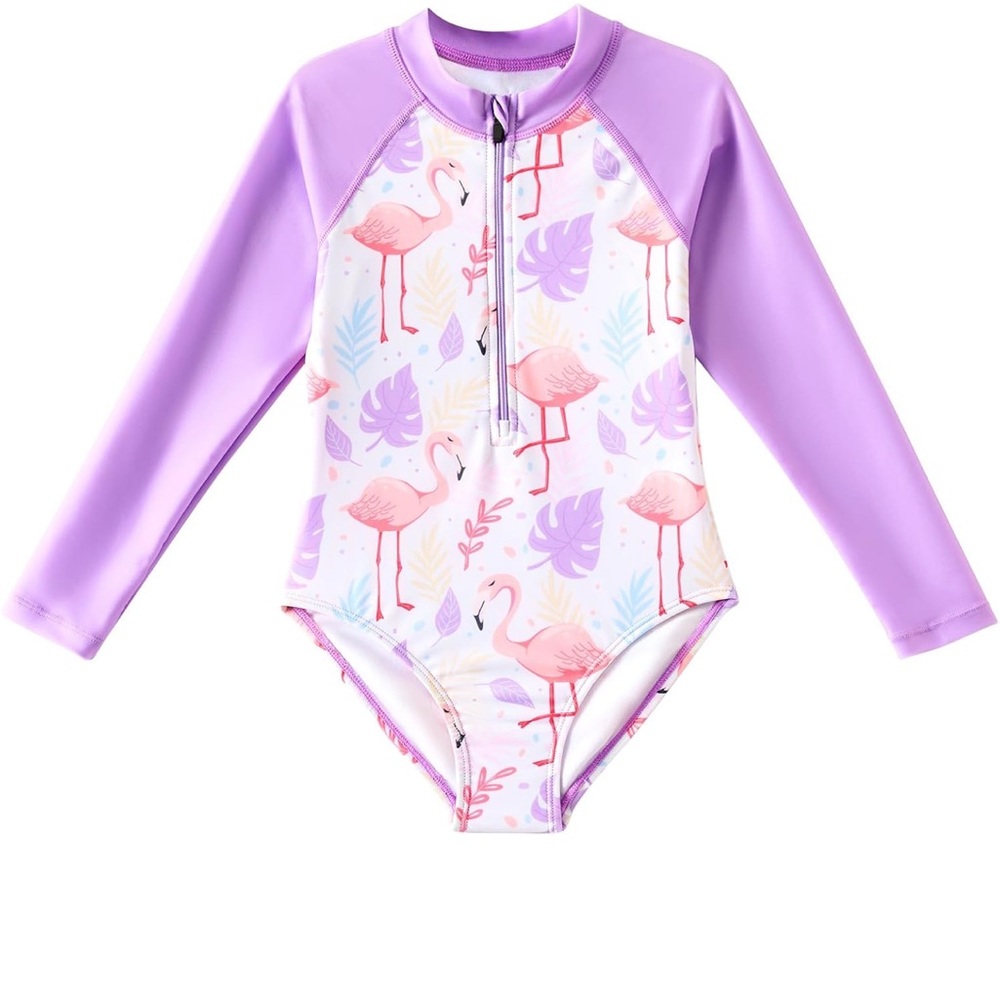 Kids Flamingo Print Swimwear - Purple